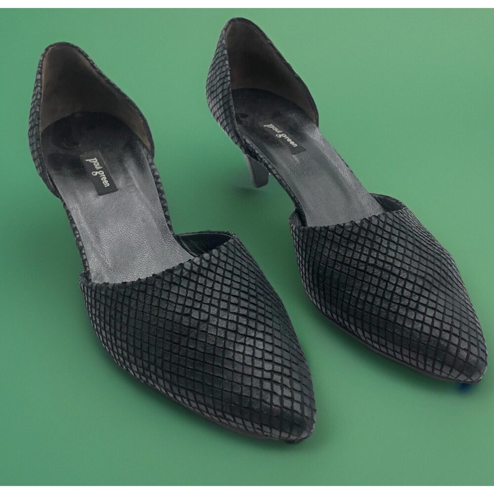 Paul Green Heels Women's Size 8 Uk 5.5 Julia Black Snake Skin D’orsay